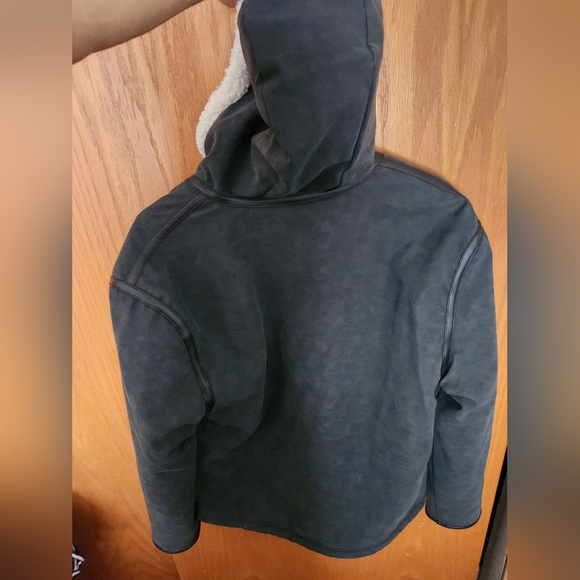 INC Fleece-lined hooded jacket with faux leather trim - Picture 2 of 4